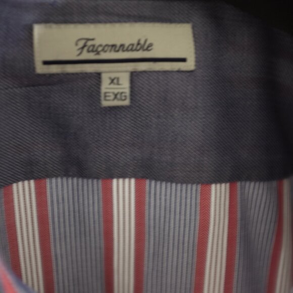 Faconnable blue red striped shirt size XL 100% cotton - Picture 7 of 13